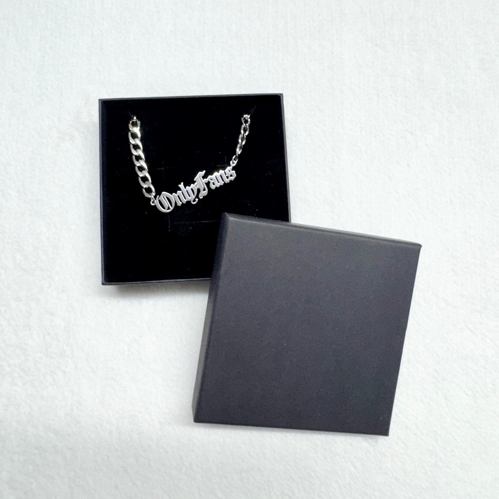 OnlyFans Gothic Nameplate Necklace Men Women OS Silver Curb Chain Y2K Streetwear